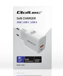 Qoltec GaN 35W зарядно 5V 20V 1.5A 3A