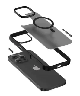 Alternative view of CRONG Case with MagSafe iPhone 16 Hybrid Frost MAG Cover черен