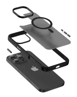 Alternative view of CRONG Case with MagSafe do IP 16 Pro Hybrid Frost MAG Cover черен