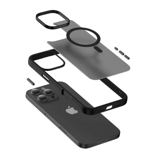 Alternative view of CRONG Case with MagSafe do IP 16 Pro Max Hybrid Frost MAG Cover (черен)