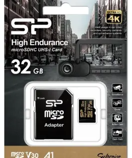 Alternative view of Silicon Power памет card microSDHC High Endurance 32GB V30 UHS-1 U3 A1 24/7 + адаптер microSD-SD