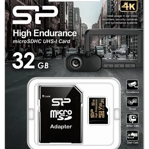 Silicon Power памет card microSDHC High Endurance 32GB V30 UHS-1 U3 A1 24/7 + адаптер