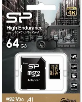 Alternative view of Silicon Power памет card microSDXC High Endurance 64GB V30 UHS-1 U3 A1 24/7 + адаптер microSD-SD