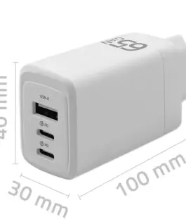 Alternative view of Qoltec GaN 65W зарядно,5V 20V 3A 3.35A,2xUSB,2xUSB C