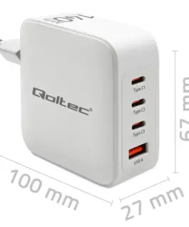 Alternative view of Qoltec GaN 140W зарядно 5V 20V 2.5A 5A,3xUSB C PD,1xUS