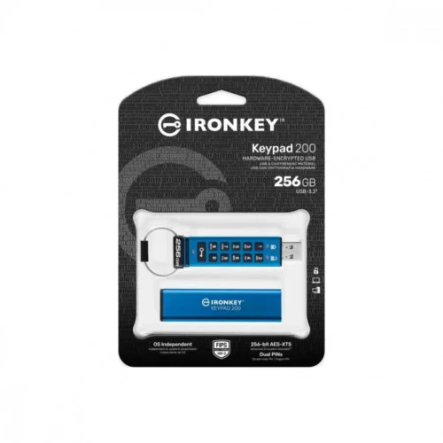 Kingston Pendrive 256GB IronKey Keypa 200 FIPS140-3 Lvl3 AES-256