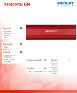 Patriot SSD drive 512GB Transporter Lite 1000/1000 MB/s Type-C