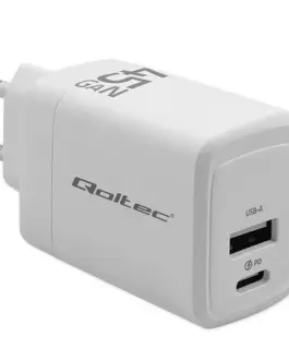 Qoltec GaN 45W зарядно 5V 20V 1.5A 3A,1xUSB C PD,1xUS