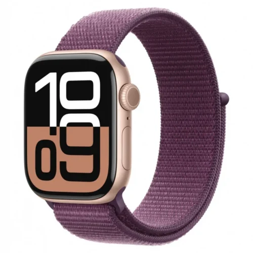 Apple Watch Series 10 GPS + Cellular 42 mm Rose Gold Aluminium Case with Plum Sport Loop