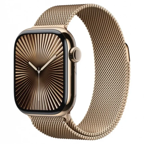 Apple Watch Series 10 GPS + Cellular 42 mm Gold Titanium Case with Gold Milanese Loop