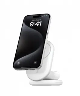 Belkin BoostCharge 2-in-1 mag Qi2 15W бял foldable