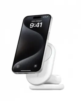 Belkin BoostCharge 2-in-1 mag Qi2 15W бял foldable