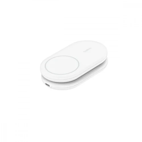 Belkin BoostCharge 2-in-1 mag Qi2 15W бял foldable