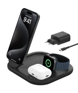 Belkin BoostCharge 3-in-1 mag Qi2 15W черен foldable