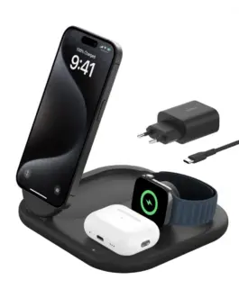 Belkin BoostCharge 3-in-1 mag Qi2 15W черен foldable
