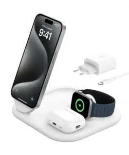 Belkin BoostCharte 3-in-1 mag Qi2 15W бял foldable