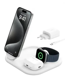 Belkin BoostCharte 3-in-1 mag Qi2 15W бял foldable