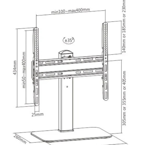 Alternative view of Techly TV stand 32-55 inches, 40 kg, swivel