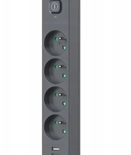 Alternative view of Tracer Power Line+ mobile ready surge protector power strip 1.5m (4 sockets + 3x USB A, 5V 2.4A)