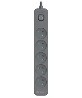 Tracer Power Line+ 3m Graphite surge protector power strip (5 sockets)