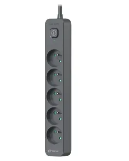 Alternative view of Tracer Power Line+ 3m Graphite surge protector power strip (5 sockets)