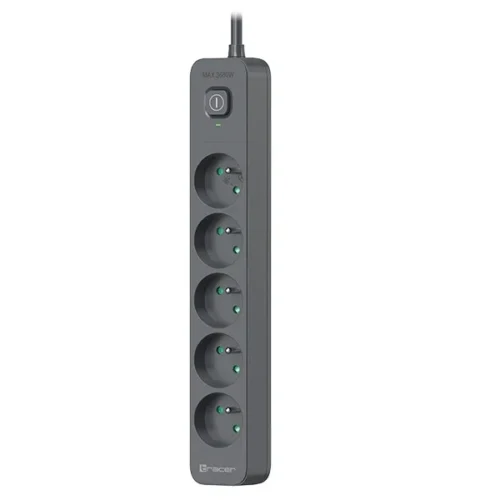 Alternative view of Tracer Power Line+ 5m Graphite surge protector power strip (5 sockets)