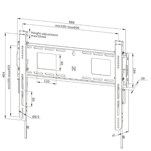 Alternative view of Neomounts WL30-750BL16 TV Wall Mount 42-86cale 100x100-600x400 125KG