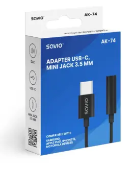 Alternative view of Savio адаптер audio USB-C Jack 3,5mm AK-74