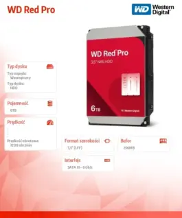 Alternative view of Western Digital Disc HDD червен Pro 6TB 3,5265 MB SATAIII WD6005FFBX