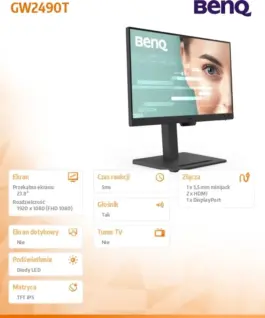 Alternative view of Benq Monitor 24 inches GW2490T LED 4ms/1300:1/IPS/HDMI/SPEAKERS