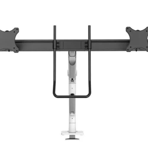 Alternative view of Neomounts NEXT One Desk Mount, double display crossbar (topfix clamp)