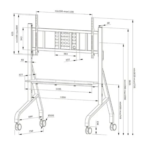 Alternative view of Neomounts FL50-575WH1 MOVE Go 65-110 100x100-1000x600 125kg h:129-139cm MOVE Go XL