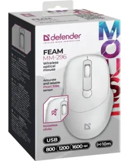 Alternative view of Defender WIRELESS мишка SILENT C LICK FEAM бял