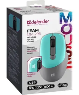 Defender WIRELESS мишка SILENT C LICK FEAM MINT