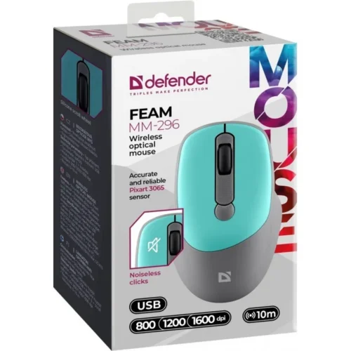 Defender WIRELESS MOUSE SILENT C LICK FEAM MINT