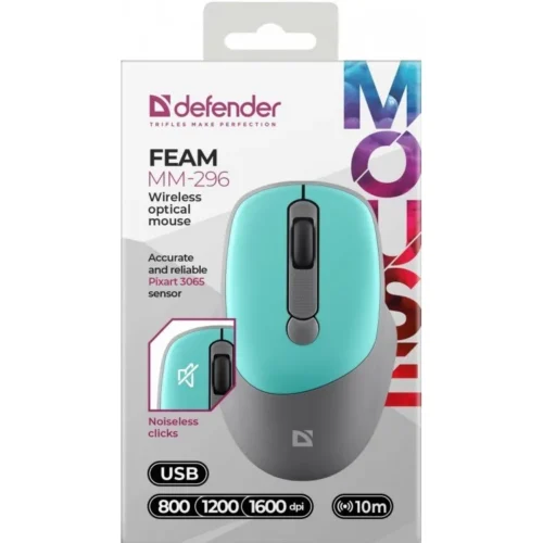 Defender WIRELESS MOUSE SILENT C LICK FEAM MINT