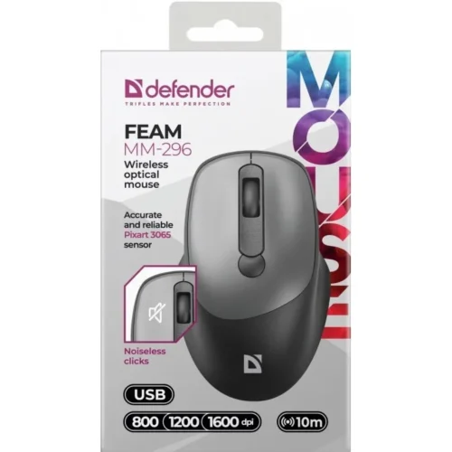 Alternative view of Defender WIRELESS мишка SILENT C LICK FEAM сив