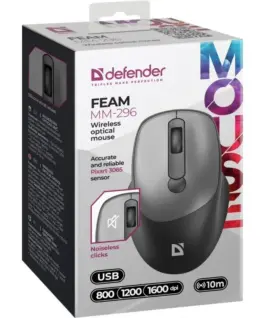 Defender WIRELESS мишка SILENT C LICK FEAM сив