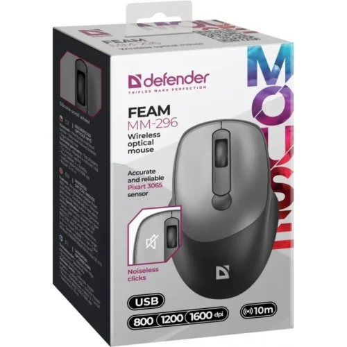 Defender WIRELESS MOUSE SILENT C LICK FEAM сив