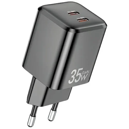 AWEI зарядно GaN 35W 2xUSB-C черен PD65-EU
