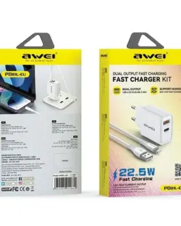 Alternative view of AWEI зарядно GaN PD81L 22,5W Lightning кабел USB+USB