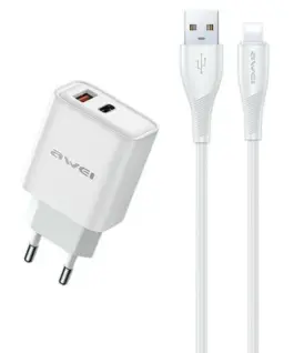 AWEI зарядно GaN PD81L 22,5W Lightning кабел USB+USB