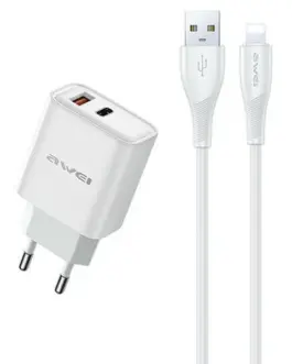 AWEI зарядно GaN PD81L 22,5W Lightning кабел USB+USB