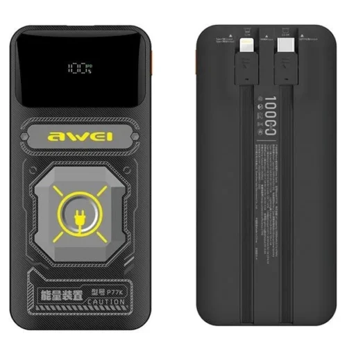 AWEI външна батерия 10000mAh 22,5 W P77K integrated кабел