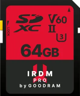 GOODRAM памет card SDXC Iridium PRO 64GB V60 UHS-II U3