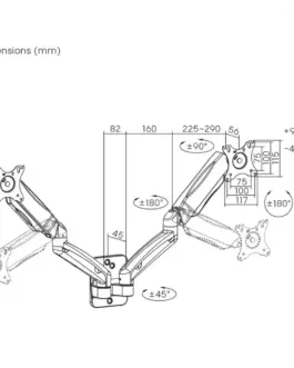 Alternative view of Maclean Wall mount for two monitors MC-988