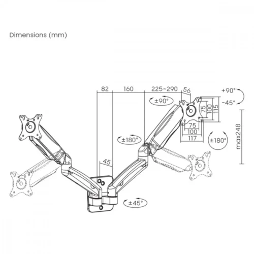 Maclean Wall mount for two monitors MC-988