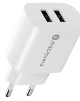 Alternative view of everActive PHONE зарядно 2X USB 2, 4A 12W бял