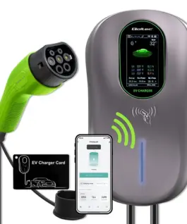 Alternative view of Qoltec зарядна станция EV 2w1 Typ2 | 22kW | Wi-Fi | TUYA | LCD | RFID |3 fazy | Wallbox | 5m