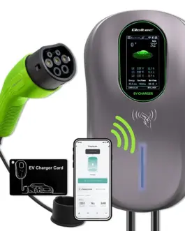 Alternative view of Qoltec зарядна станция EV 2w1 Typ2 | 22kW | Wi-Fi | TUYA | LCD | RFID |3 fazy | Wallbox | 5m